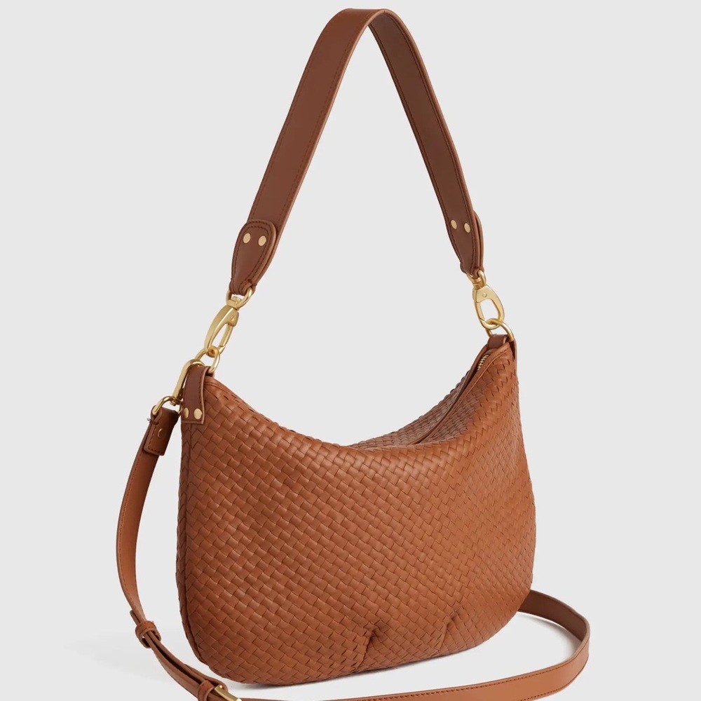 Quince Convertible Crescent Handwoven Shoulder Bag EUC